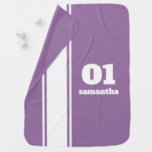 Purple Sports Stripe Monogram Baby Blanket