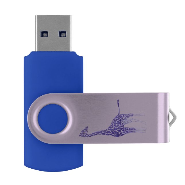 Purple Spots Spotted Giraffe USB Flash Drives (Opened)