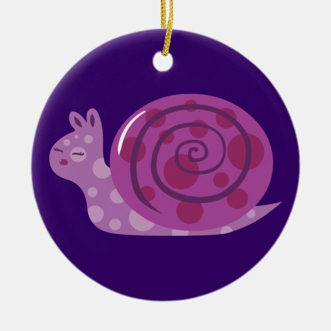 Purple Spotted Snail Ceramic Ornament (Front)