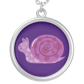 Purple Spotted Snail Silver Plated Necklace