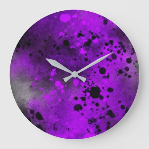 Purple Spray Paint Splatter Effect Wall Clock