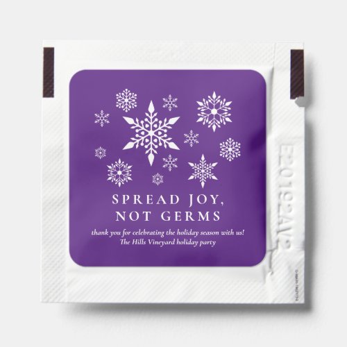Purple Spread Joy Not Germs Snow Christmas Holiday Hand Sanitizer Packet