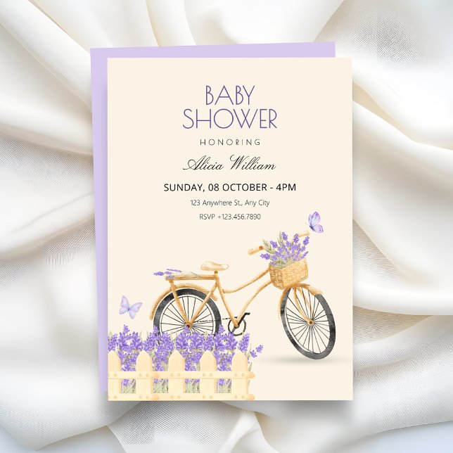 Purple spring baby shower invitation (Creator Uploaded)