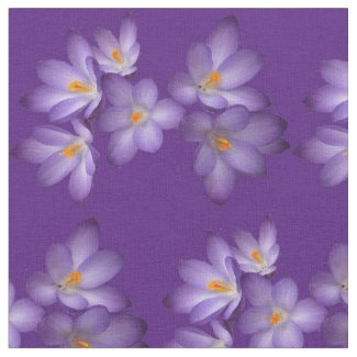 Purple Spring Crocus Flower Fabric