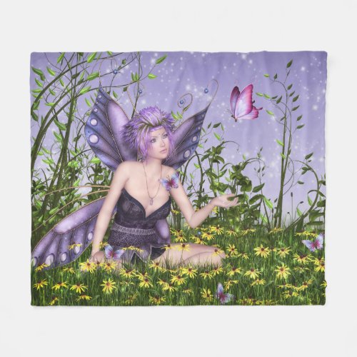 Purple Spring Fairy Fleece Blanket