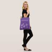 Purple Spring Floral Bridesmaid Wedding Tote Bag (On Model)