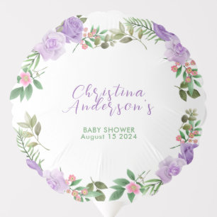 Purple Spring Floral Girl Baby Shower Balloon