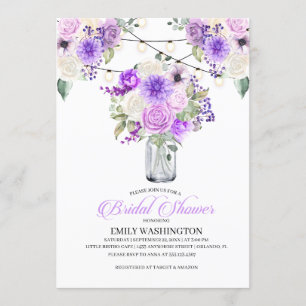 Purple Spring Floral Vase Bridal Shower Invitation