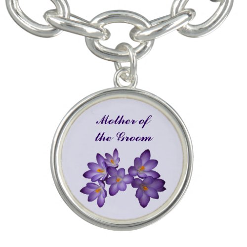 Purple Spring Floral Wedding Mother of the Groom Bracelet