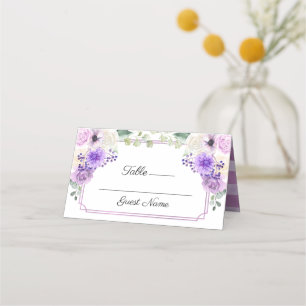 Purple Spring Floral Wedding Place Card