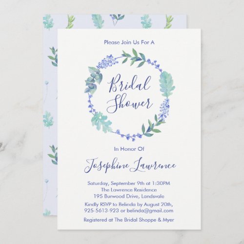 Purple Spring Floral Wreath Bridal Shower Invites