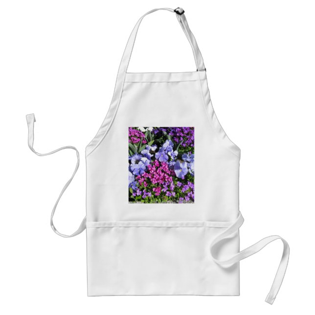 Purple Spring Flowers Adult Apron (Front)