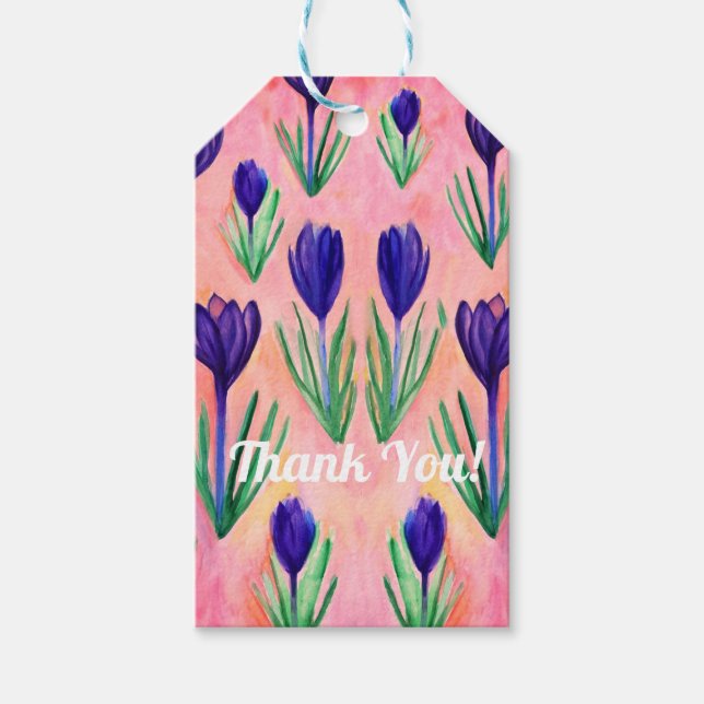 Purple Spring Flowers Custom Gift Tags (Front)