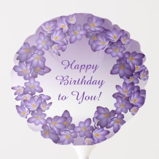 Purple Spring Flowers Floral Birthday Balloon