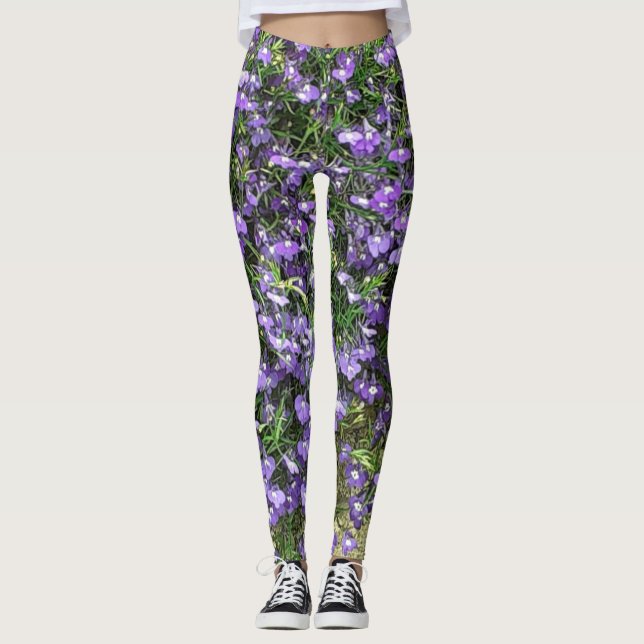 Purple Spring Flowers Leggings (Front)