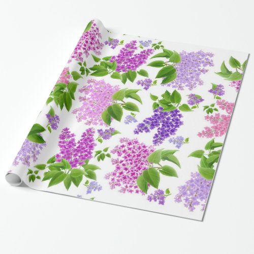 Purple Spring Lilac Flowers Wrapping Paper