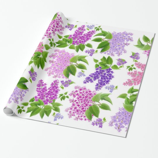 Purple Spring Lilac Flowers Wrapping Paper