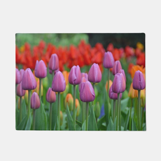 Purple spring tulips doormat (Front)