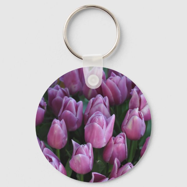 Purple spring tulips keychain (Front)