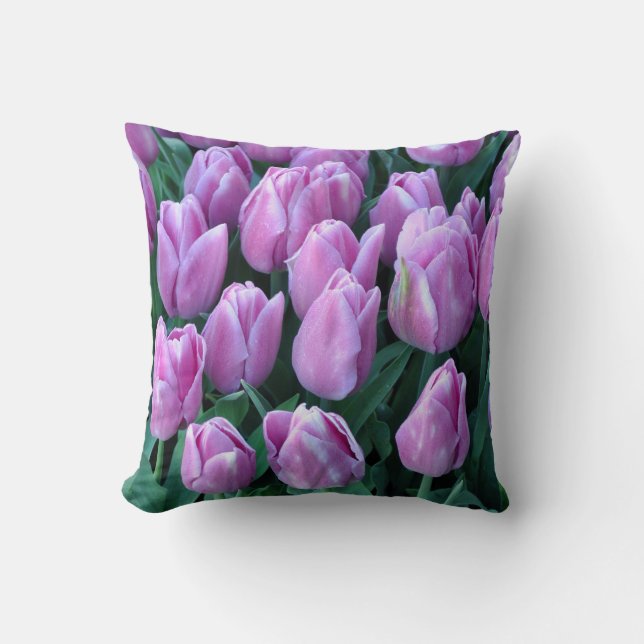 Purple spring tulips throw pillow (Front)