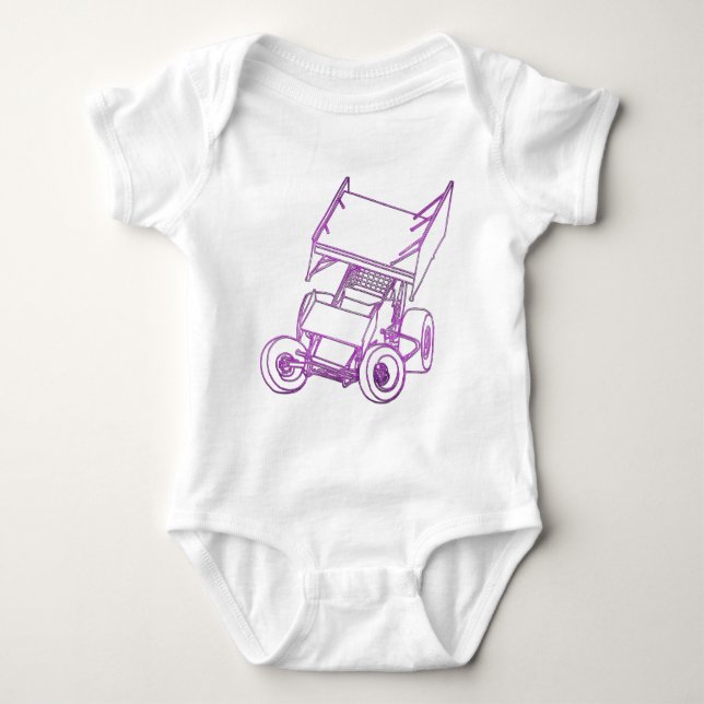 Purple sprint skewed baby bodysuit (Front)