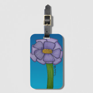 Purple Square Flower with Blue background Luggage Tag