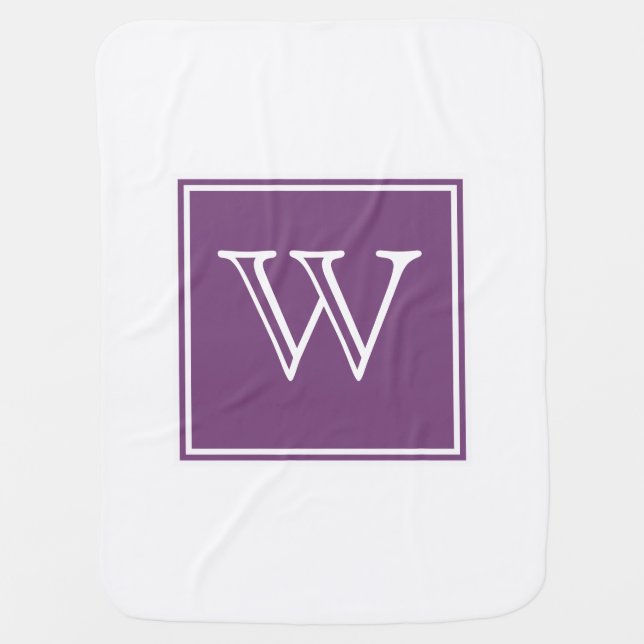 Purple Square Monogram Baby Blanket (Front)