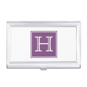 Purple Square Monogram Business Card Holder