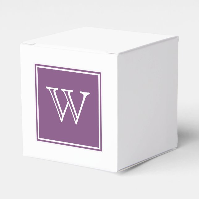 Purple Square Monogram Favor Boxes (Front Side)