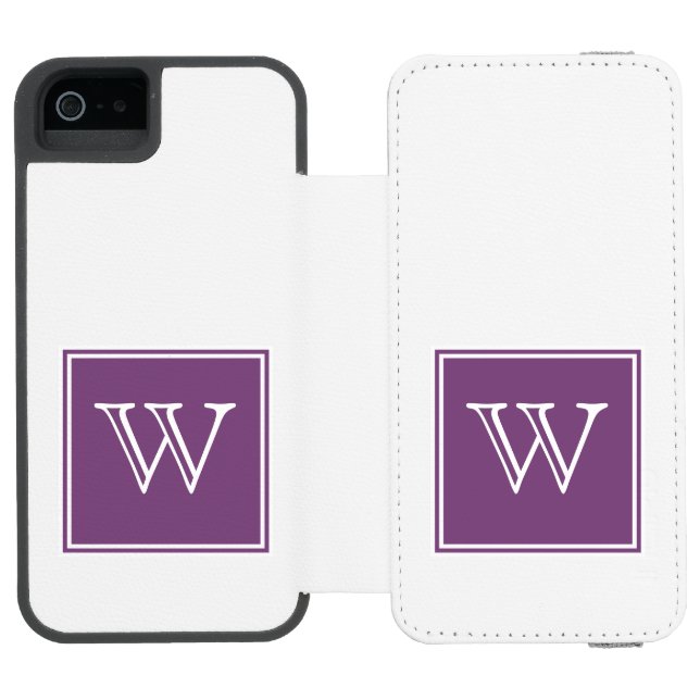 Purple Square Monogram Incipio iPhone Wallet Case (Folio Open)