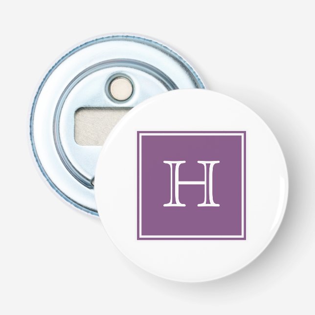 Purple Square Monogram Magnet Bottle Opener (Front)