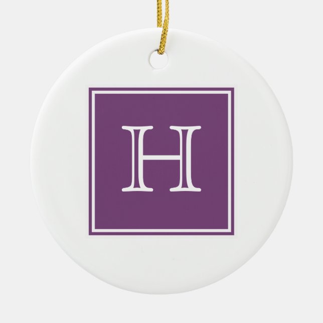 Purple Square Monogram Ornament (Front)