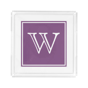 Purple Square Monogram Vanity Tray