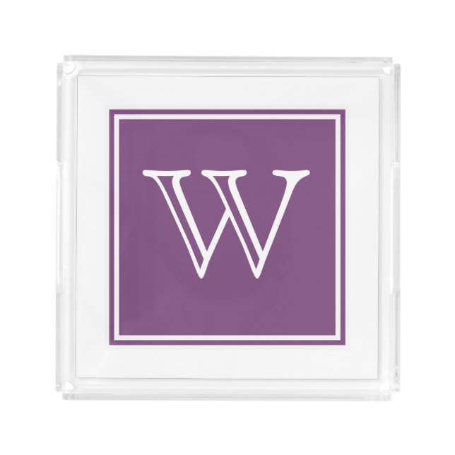 Purple Square Monogram Vanity Tray (Front)