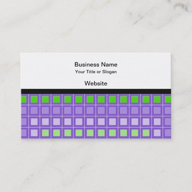 Purple Square Pattern Business Card (Front)