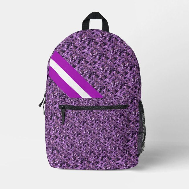 Purple square     printed backpack (Front)
