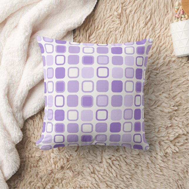 Purple Squares Design Throw Pillow (Blanket)