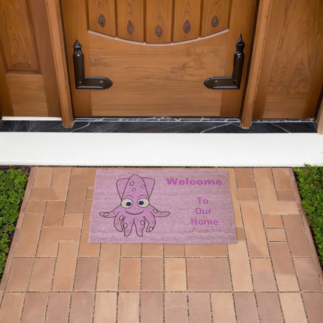 Purple Squid Design Personalised Fiber Doormat (Insitu (Outdoor))