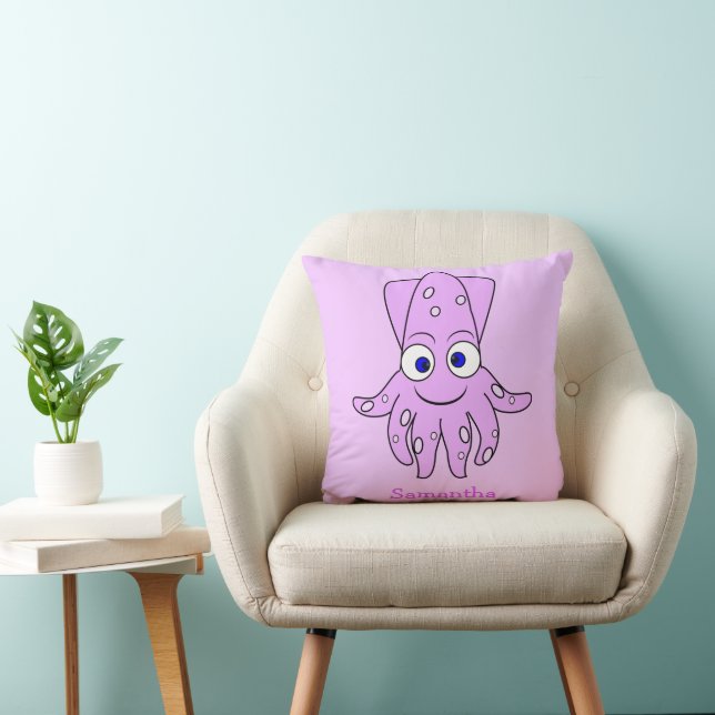 Purple Squid Design Personalised Throw Pillow (Chair)