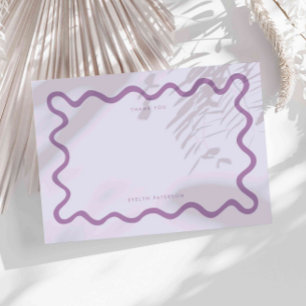 Purple Squiggly Wavy Line Thank You Note Card