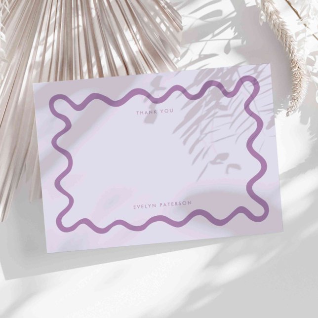 Purple Squiggly Wavy Line Thank You Note Card (Creator Uploaded)
