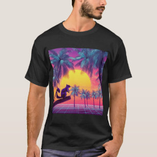 Purple Squirrel Over Neon Tropics T-Shirt