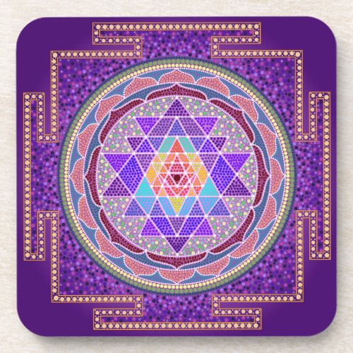 Purple Sri Yantra Coasters