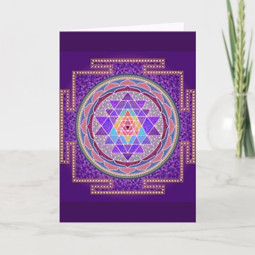 Purple Sri Yantra Greeting Card
