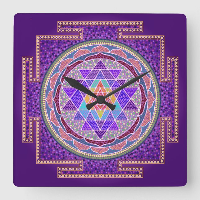 Purple Sri Yantra Wall Clock (Front)