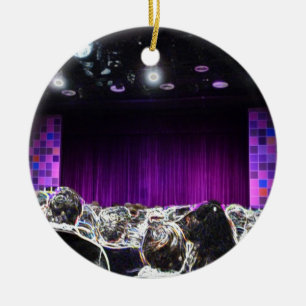 Purple stage solarized theater design ceramic ornament
