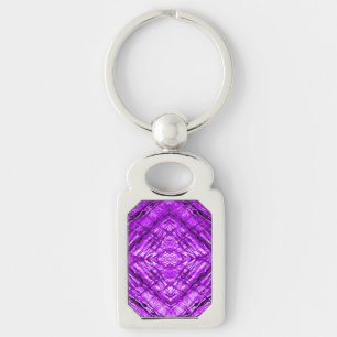 Purple Stained Glass kaleidoscope Texture Keychain