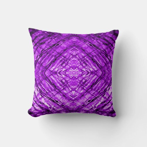 Purple Stained Glass kaleidoscope Texture Throw Pillow