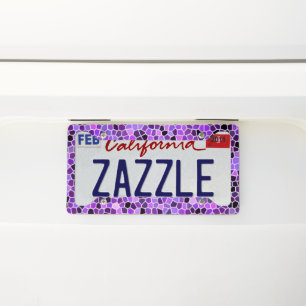 Purple stained glass license plate frame