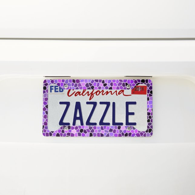 Purple stained glass license plate frame (On Car)